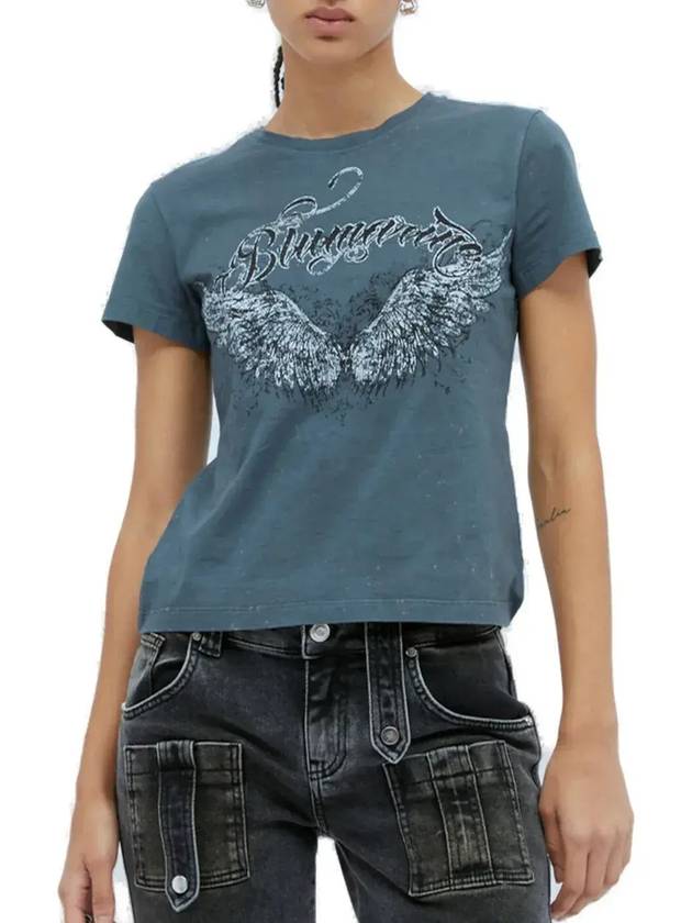 블루마린 로고 프린트 저지 티셔츠 A322T041A_C9903