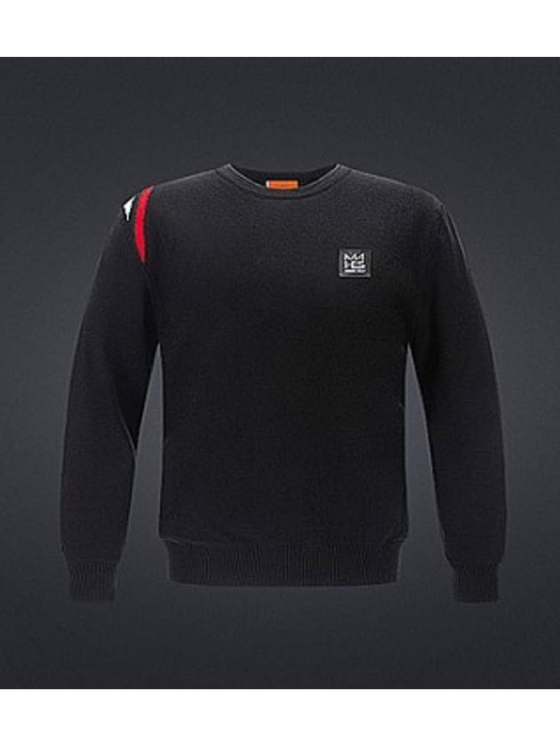 마헤스 로고 남성 니트 스웨터 블랙 스트레치 방풍 울 니트 GN30188 UNI