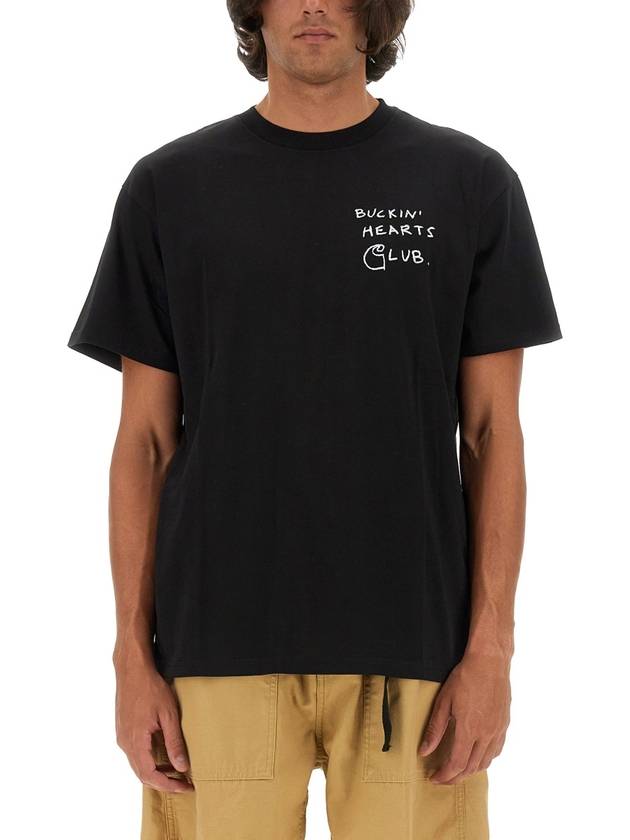 칼하트윕 남성 로고 그래픽 프린트 반팔 티셔츠 블랙