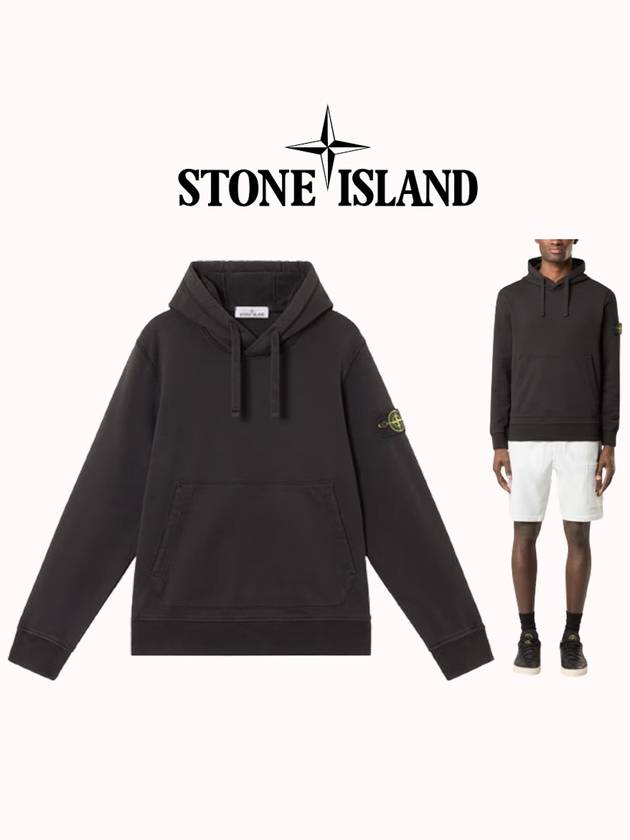 스톤아일랜드 오가닉 코튼 플리스 스웨트셔츠 후드 블랙 K1S1561000 45S0051 V0029