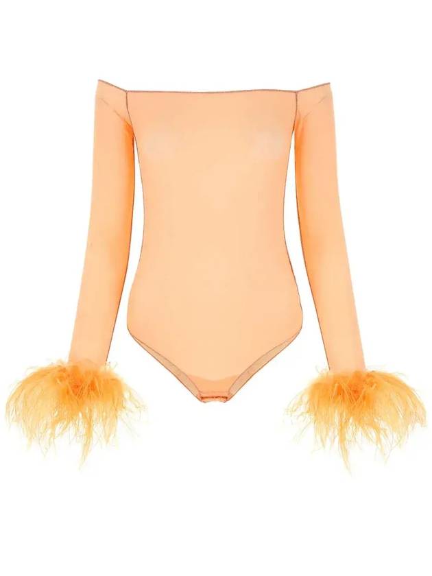 Oseree 오프숄더 쉬어 바디수트 OFY121_PEACH