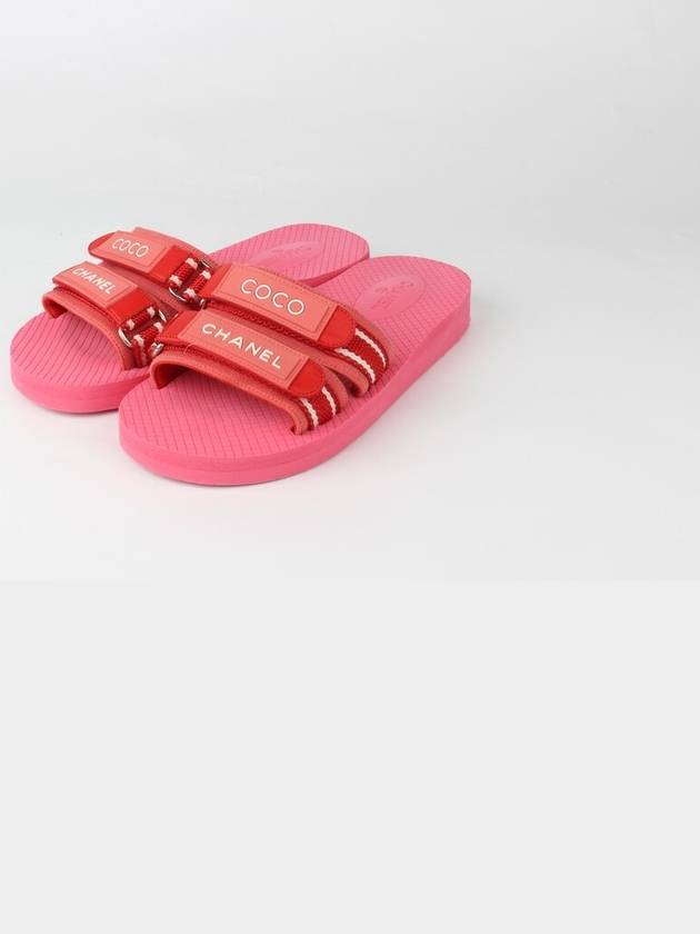 샤넬 코코 로고 벨크로 샌들 슬리퍼 36 230