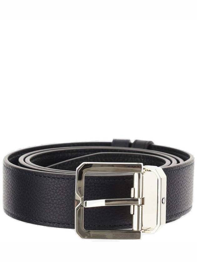 몽블랑 로고 디테일 버클 리버서블 벨트 나이트 블루 블랙