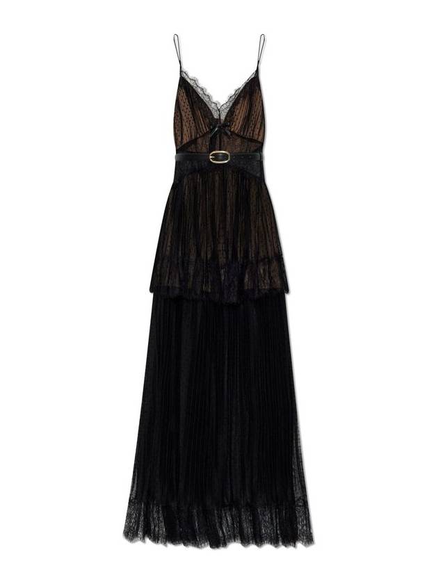 셀프 포트레이트 도트 메시 티어드 맥시 드레스