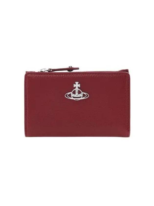 비비안 웨스트우드 리비건 그레인 레더 슬림 플랩 카드 홀더 레드 Vivienne Westwood Re Vegan Grain Leather Silm Flap Card Holder Red