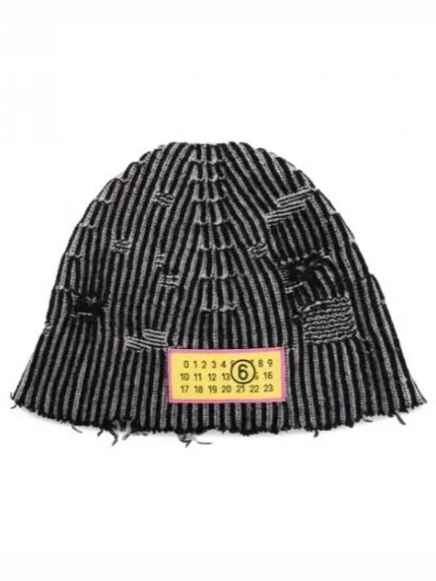 메종마르지엘라 뉴메릭 시그니처 로고 비니 블랙