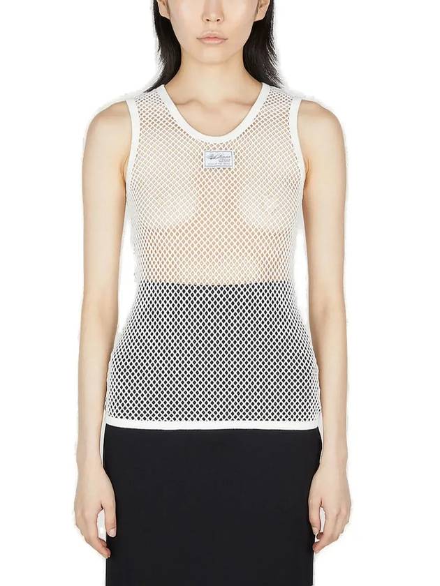 Raf Simons 슬리브리스 메시 크루넥 탱크 탑 231W13419005_0010