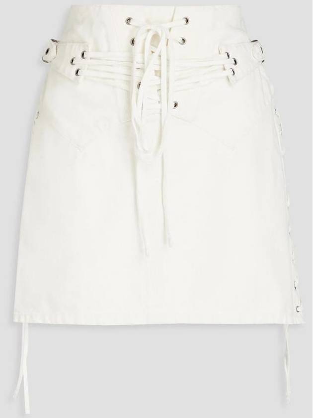 NB07 리던 여성 스커트 Lace up denim mini skirt