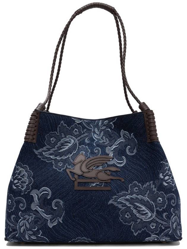 에트로 미디엄 리브라 자카드 데님 토트 백 네이비 블루