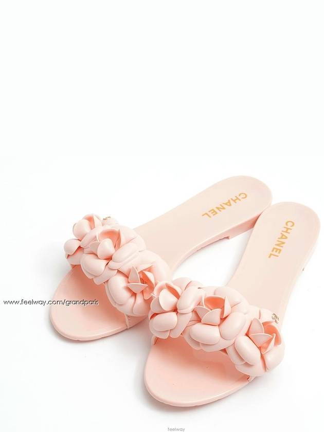 샤넬 라이트 핑크 젤리 까멜리아 슬리퍼 38 67341