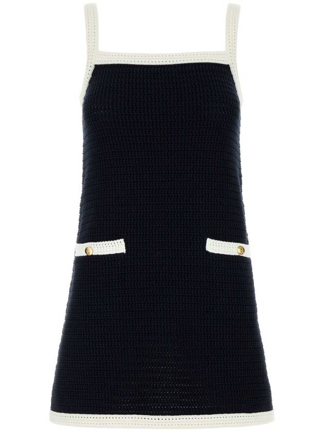 25SS 구찌 여성 숏 / 미디원피스 Midnight blue stretch crochet mini dress