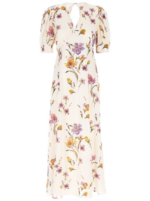 트윈셋 플로럴 프린트 V넥 맥시 드레스