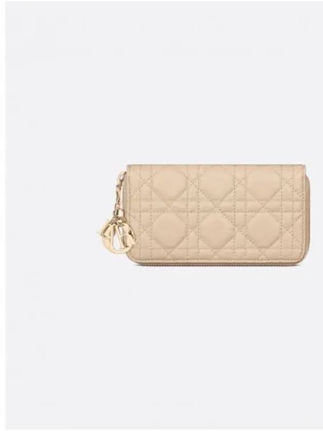 디올 레이디 집 어라운드 까나쥬 중지갑 파우더 베이지