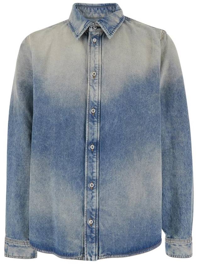AMIRI AMDNLS1005ANTIQUEINDIGO Light Blue Shirt with Used Effect in Denim Man