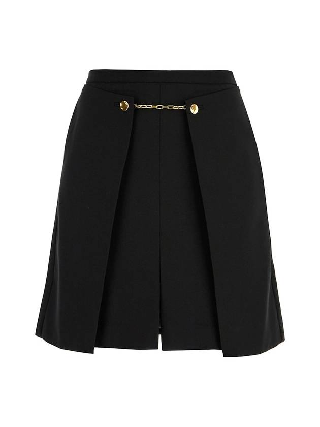 가니 체인 데코레이션 플리츠 스커트 블랙