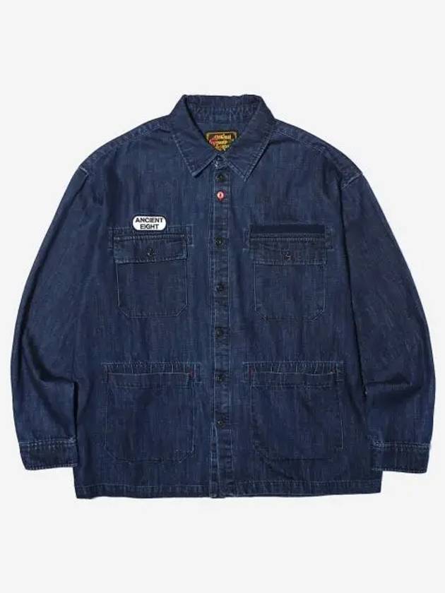 오가프 포인트 데님 디테일 셔켓 블루 Ogarp Point Denim Detail Shirket Blue