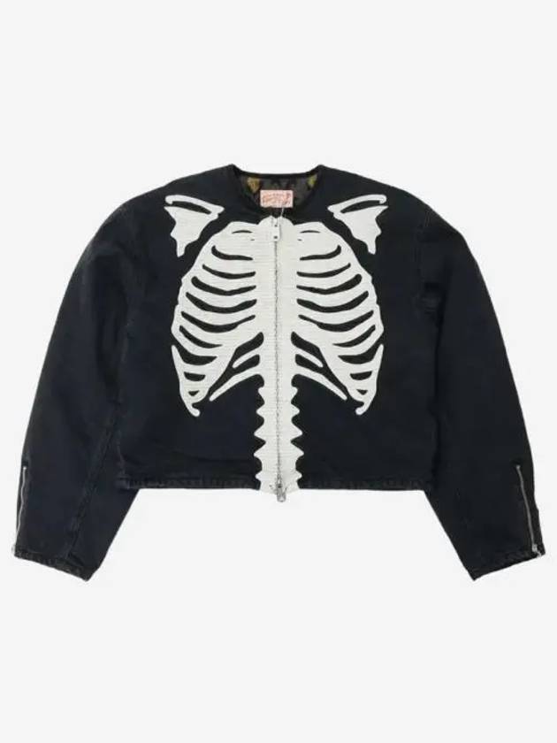 캐피탈 14온즈 블랙 X 블랙 데님 모토크로스 본 자켓 블랙 Kapital 14 oz. Black X Black Denim Motocross Bone Jacket Black