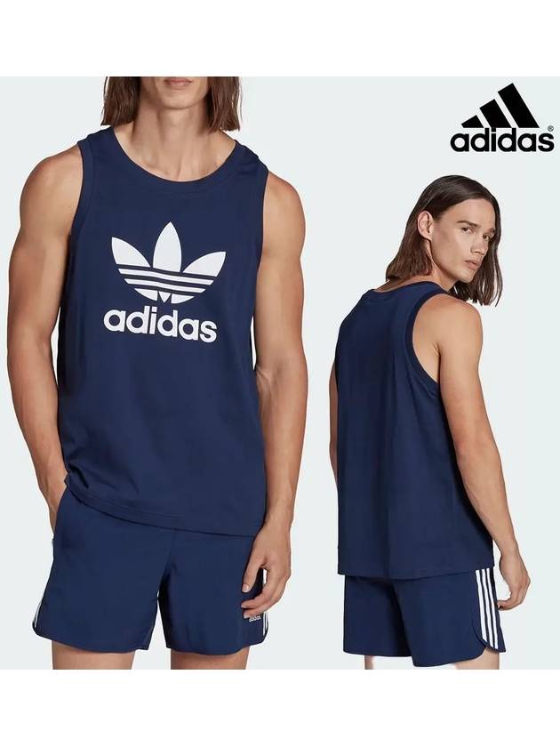 아디다스 클래식 트레포일 라지 로고 탱크 탑 나시티셔츠 나잇인디고
