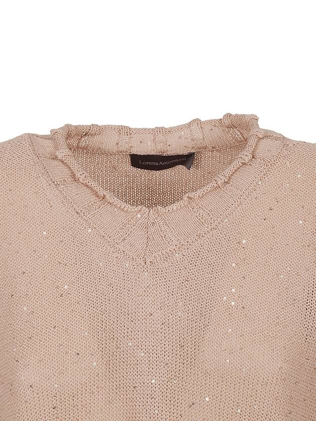 Lorena Antoniazzi 시퀸 장식 V 넥 니트 탑 Lorena Antoniazzi Sequin Embellished V Neck Knitted Top