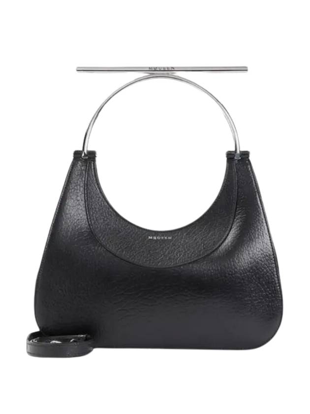 알렉산더 맥퀸 크로스 바 레더 토트 백 블랙