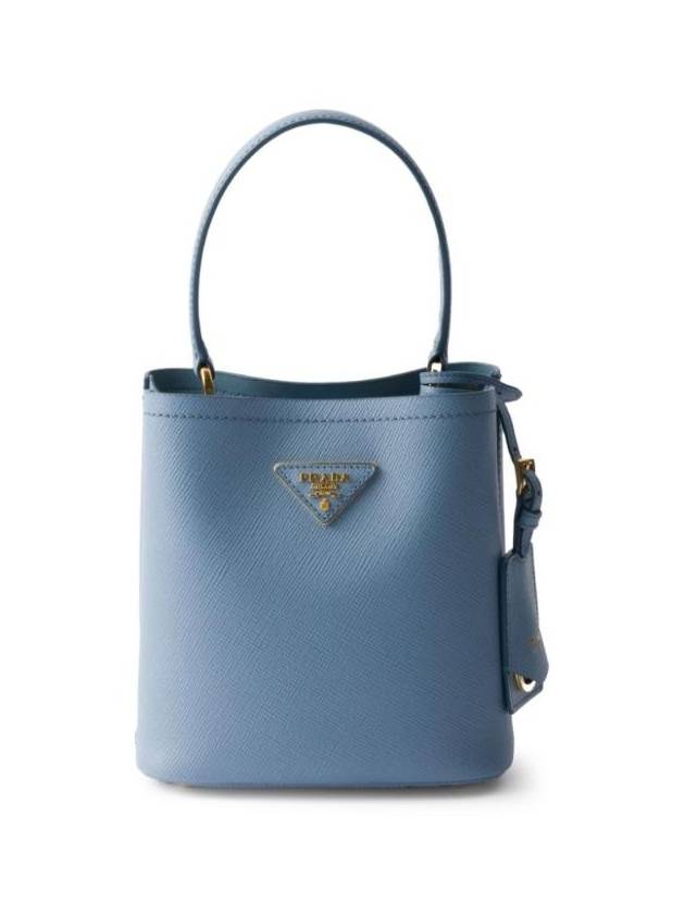 프라다 파니에 스몰 사피아노 레더 토트 백 블루