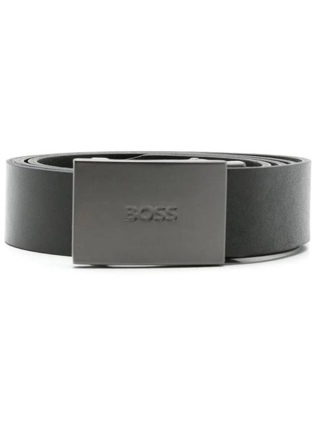 휴고보스 인그레이빙 로고 버클 레더 벨트 블랙