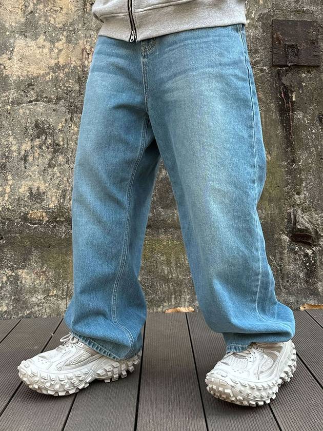 클라코 와이드 벌룬 캣 워싱 데님 팬츠