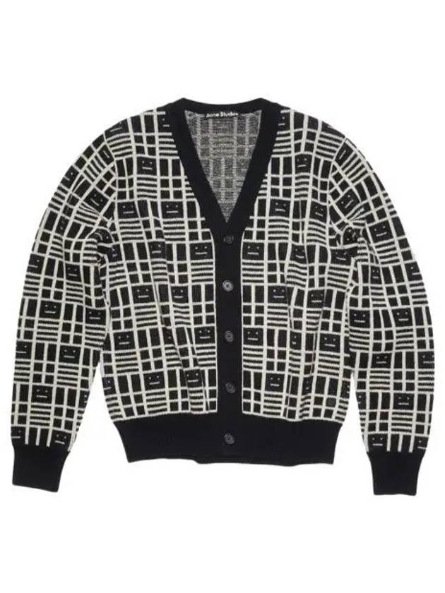 아크네스튜디오 페이스 체커보드 로고 가디건 블랙 Acne Studios Face Checkerboard Logo Cardigan Black