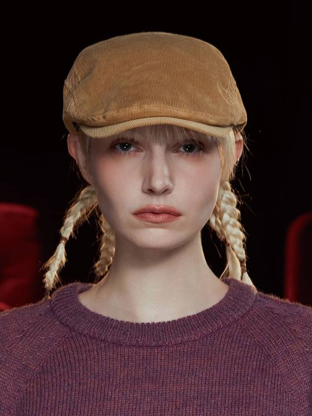 로고 코듀로이 헌팅 캡 베이지