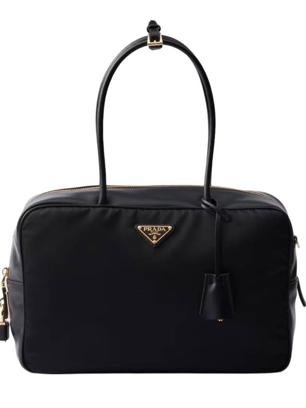 프라다 라지 리나일론 레더 토트 백 블랙