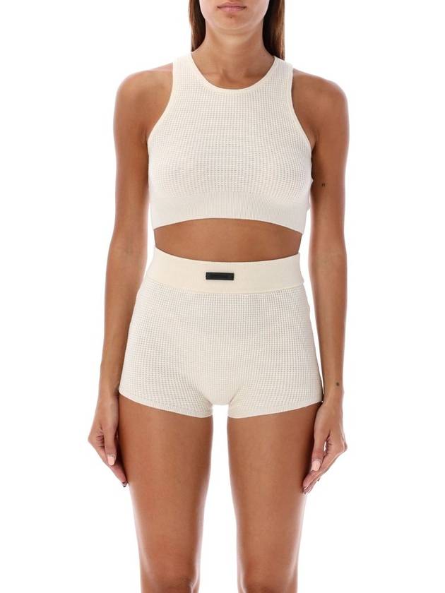 Fear Of God Essentials 와플 니트 크롭 스포츠 탱크 탑