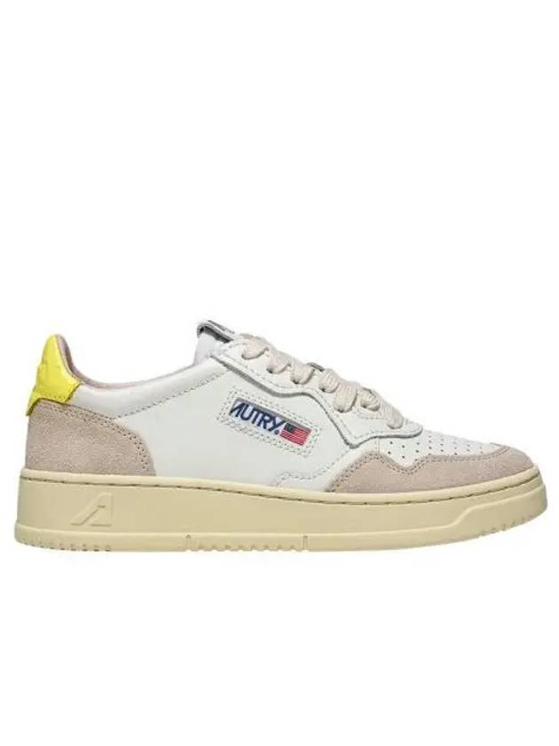 W 오트리 메달리스트 로우 레더 스웨이드 스니커즈 화이트 옐로우 W Autry Medalist Low Leather Suede Sneakers White Yellow