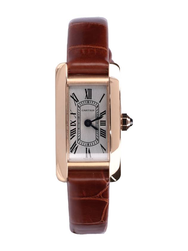 까르띠에 WGTA0132 탱크 아메리칸 워치 미니 쿼츠 핑크 골드 레더