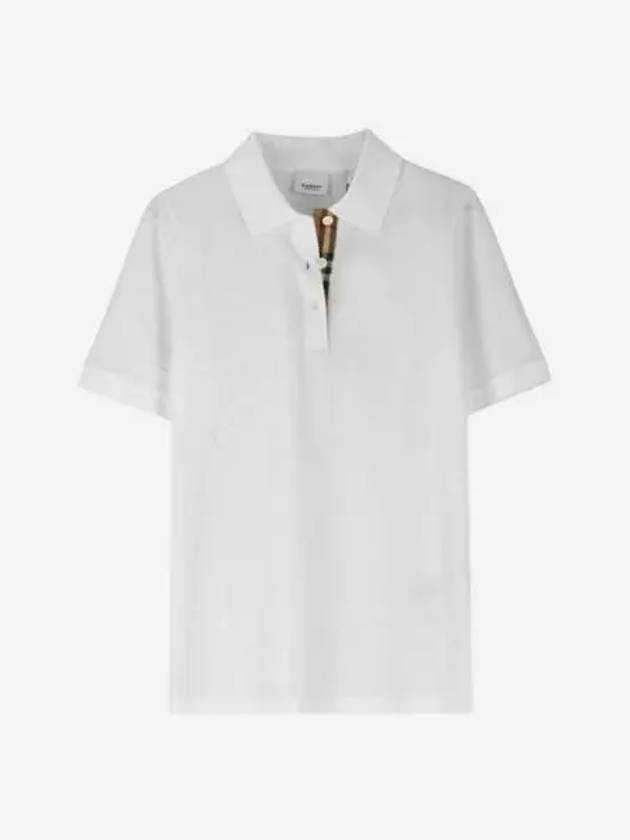 W 버버리 말레코 체크 폴로 티셔츠 화이트 W Burberry Malleco Check Polo Shirt White