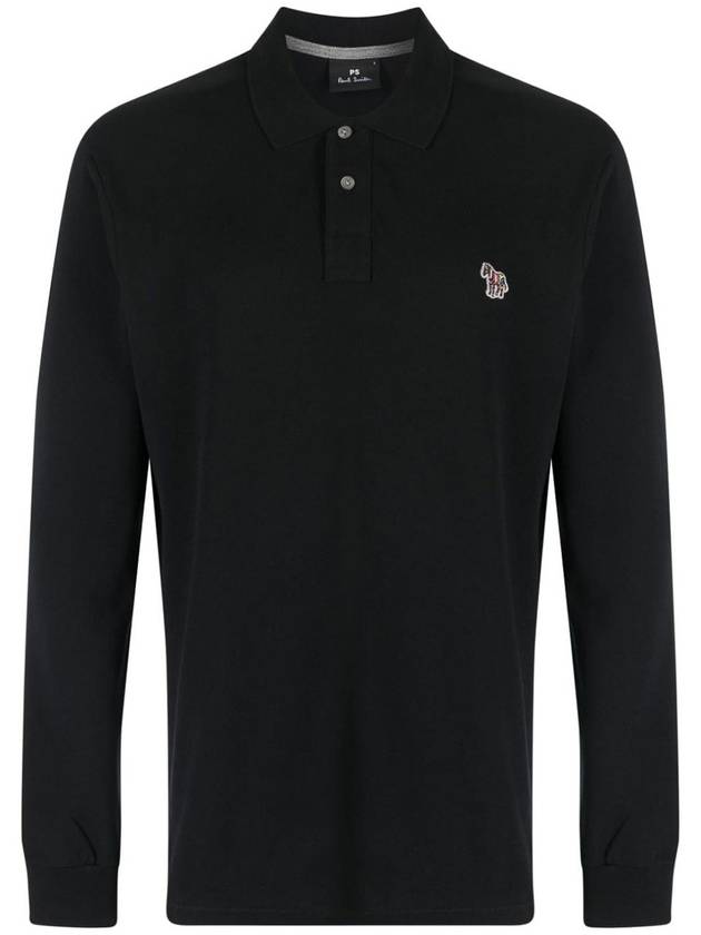 Paul Smith Logo-Patch Zebra Polo Shirt, Black, Organic