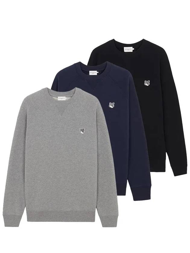 MAISON KITSUNE 메종키츠네 그레이 폭스헤드 패치 클래식 맨투맨 3컬러 GM00333KM0002