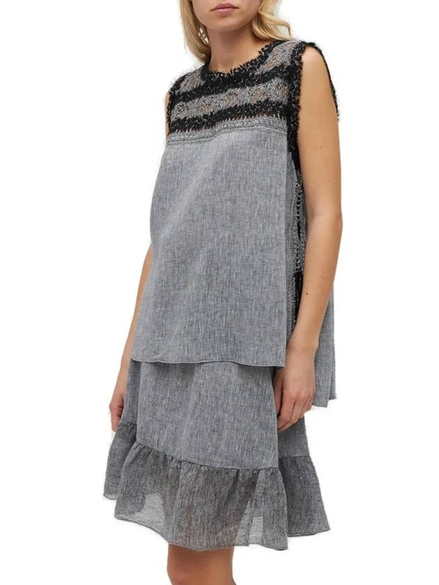 Ermanno Scervino 레이스 트리밍 슬리브리스 탑 D404L602MQQ_M4002