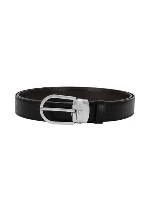몽블랑 홀스슈 버클 30mm 리버시블 레더 벨트 블랙 브라운 Montblanc Horseshoe Buckle 30mm Reversible Leather Belt Black Brown