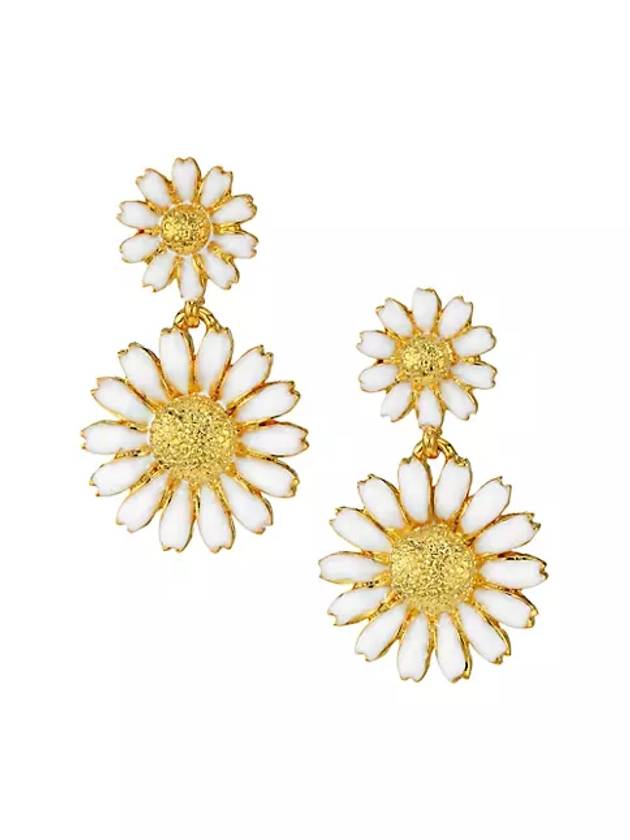 22K 금도금 에나멜 더블 드롭 데이지 이어링 22K Goldplated & Enamel Double Drop Daisy Earrings