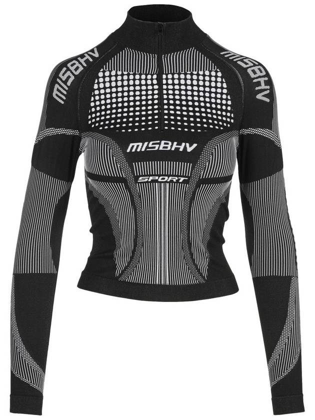 MISBHV 로고 집업 액티브 긴팔 티셔츠 블랙