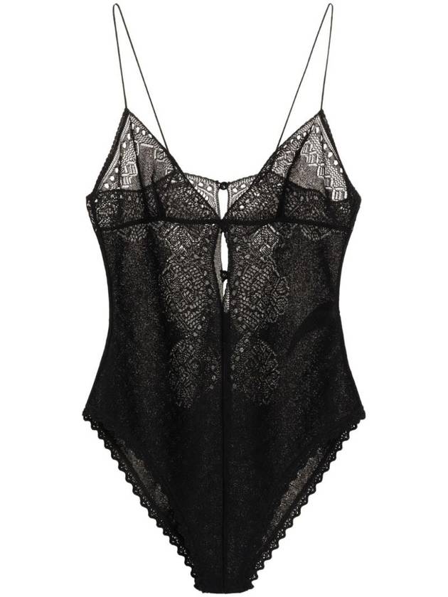 셀린느 란제리 실크 바디 수트 블랙