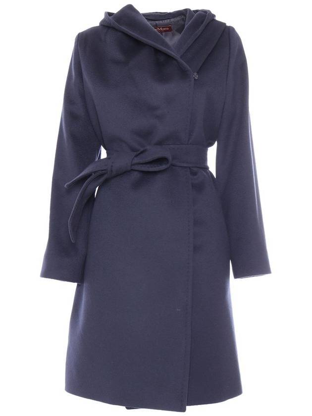 막스마라 뉴망 후드 울 싱클 코트 네이비