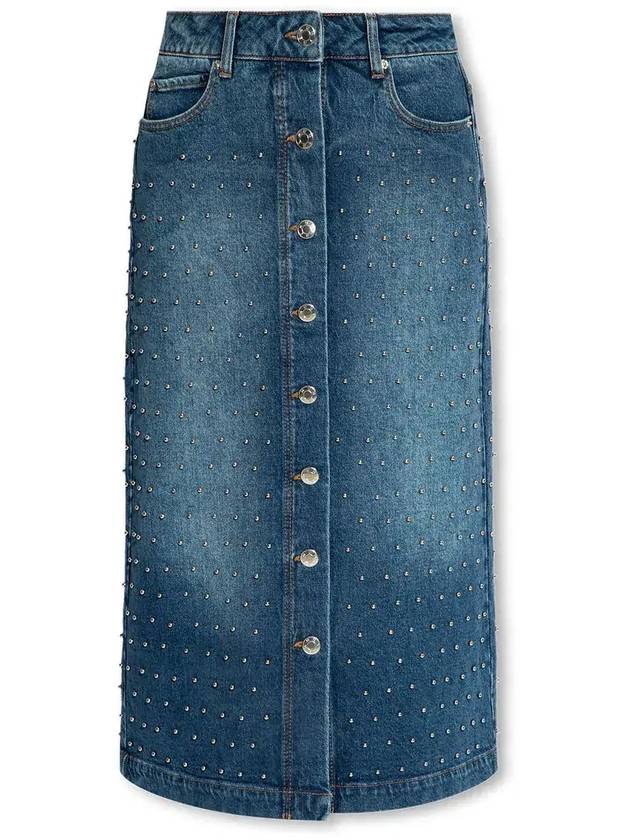 Munthe 스터드 버튼 프런트 미디 스커트 234121723407_37INDIGO