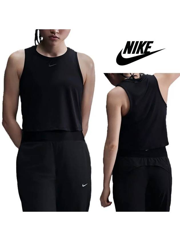 나이키 나시 여성 클래식 크롭 탱크 탑 티셔츠 블랙