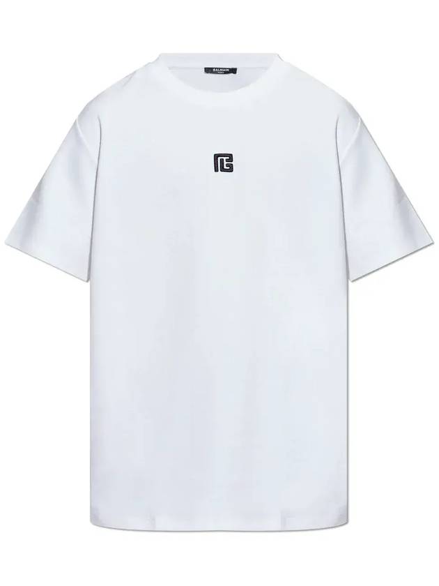 Balmain 로고 자수 크루넥 티셔츠 EH1EG010BC87_GAB