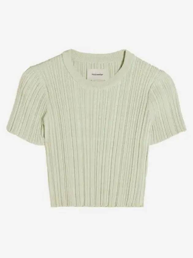 홀츠베일러 우먼 트리 크롭 니트 티 라이트 그린 믹스 Holzweiler Women Tree Cropped Knit Tee Light Green Mix