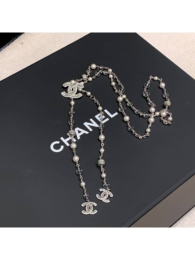 샤넬 스트라스 크리스탈 펜던트 펄 드롭 목걸이 벨트 겸용