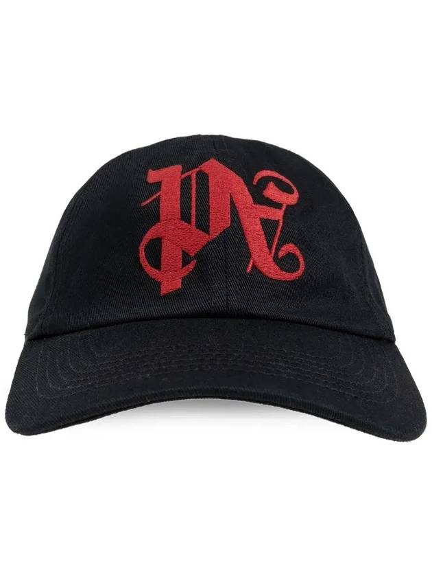 Palm Angels 로고 자수 야구 모자 PMLB104F24FAB004_1026BLACKDARKRED