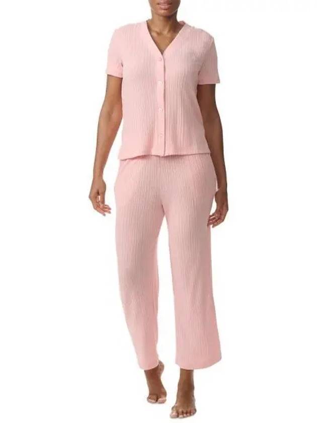 우먼 타미힐피거 2 Pc. TH 가디건 탑 상의 & 크롭 팬츠바지 파자마 세트 Peachskin 10492733