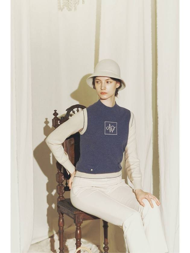 SYMBOL HIGH-NECK KNIT VEST_MELANGE VIOLET